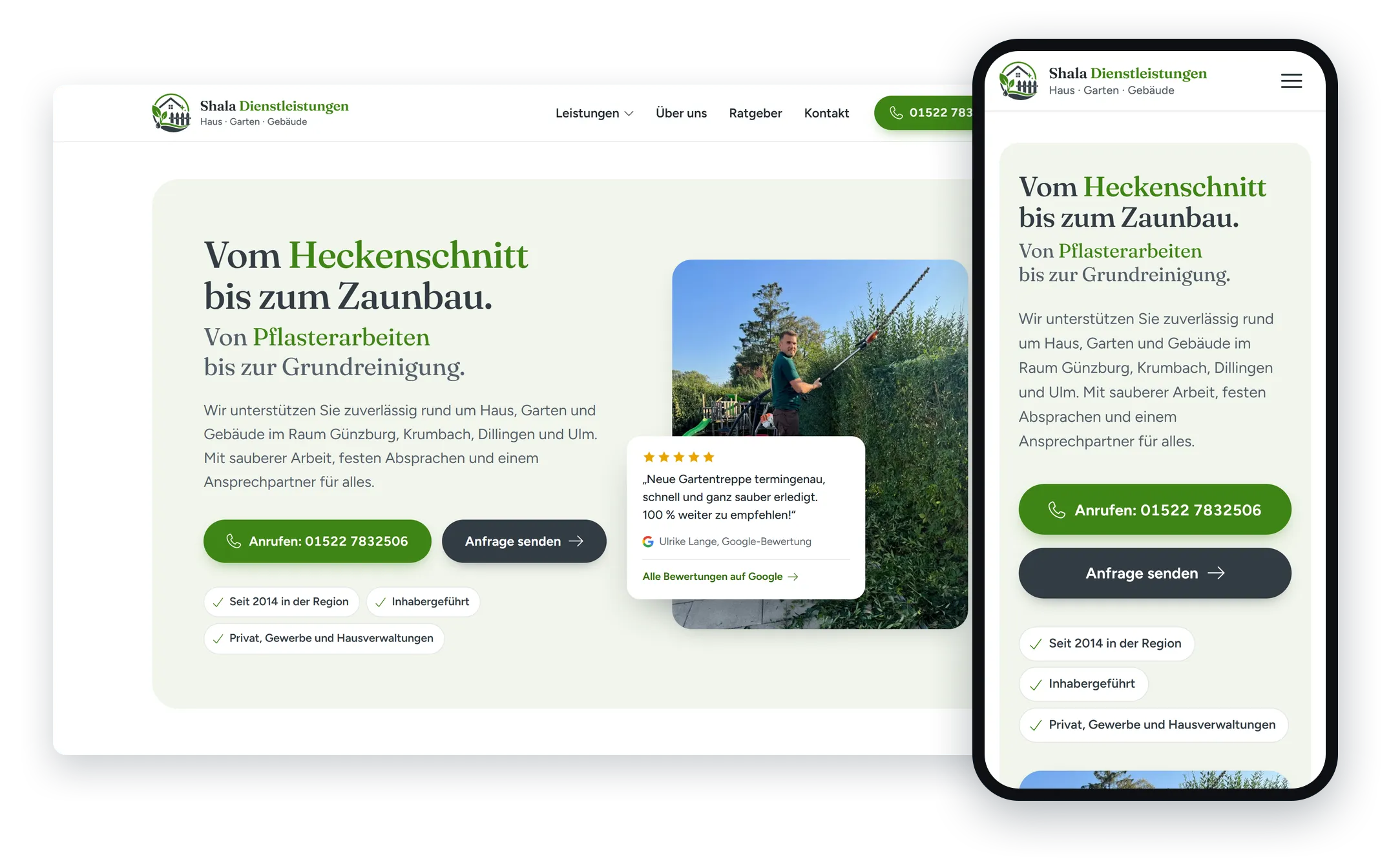 Neue Kundenwebseite: Shala Dienstleistungen
